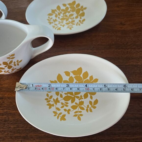 Set of 2 Teavana Gold Winter Leaf Porcelain Cups Saucers 5" - Picture 10 of 14